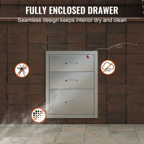 Outdoor Kitchen Drawers 14 W x 203 H x 23 D Flush Mount Triple Access