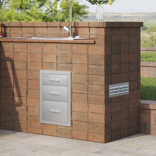Outdoor Kitchen Drawers 14 W x 203 H x 23 D Flush Mount Triple Access