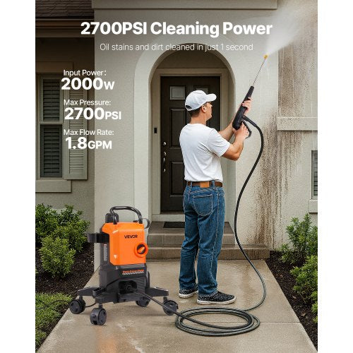 Electric Pressure Washer Max 2700 PSI and 18 GPM High Power Pressure