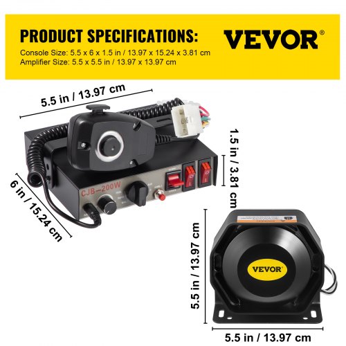 Siren Bundle 8 Tones Emergency Warning Siren 200W with PA Speaker MIC