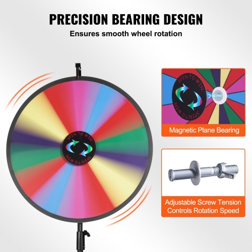 24 Inch Tabletop Color Prize Wheel with Folding Tripod Floor Stand 14 Slots