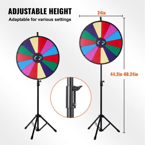 24 Inch Tabletop Color Prize Wheel with Folding Tripod Floor Stand 14 Slots
