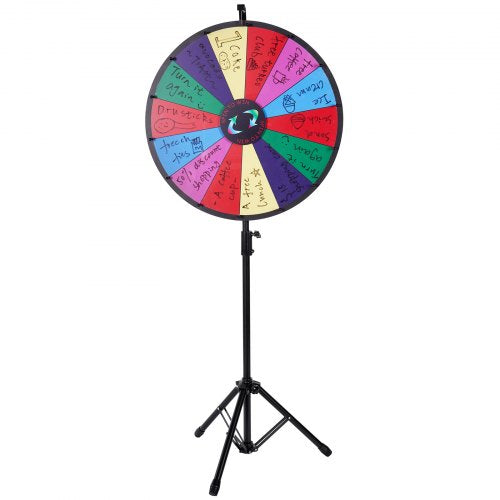 24 Inch Tabletop Color Prize Wheel with Folding Tripod Floor Stand 14 Slots