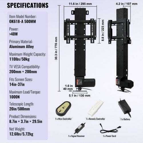 Automated TV Elevator 20 Stroke for 2832 TVs RemoteControlled