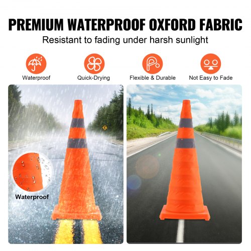 Safety Cones 4 Pack 28 inch Collapsible Traffic Cones Construction Cones