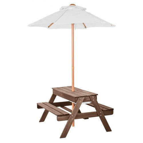 Kids Picnic Table with Umbrella 3in1 Sand Water Table Outdoor Wooden