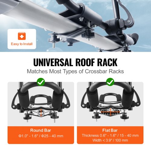 Kayak Roof Rack 1 Pair JBar Soft Roof Rack Top Mount Tie Down Carrier