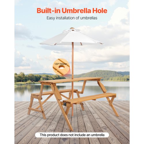 2in1 Transforming Interchangeable Picnic Table Outdoor Wooden Table and Bench