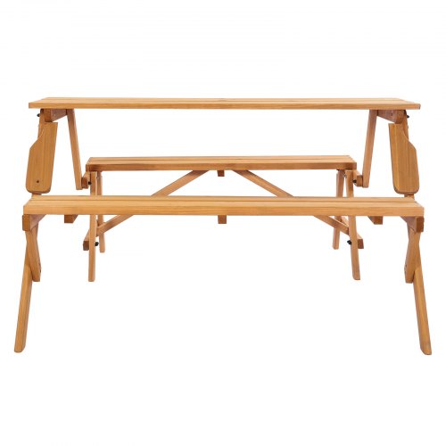 2in1 Transforming Interchangeable Picnic Table Outdoor Wooden Table and Bench
