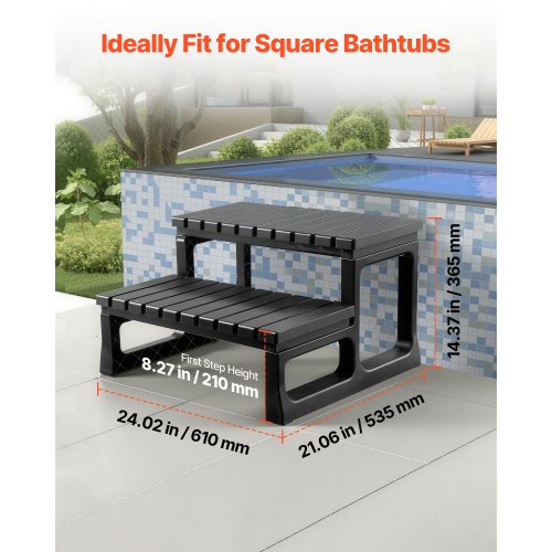 Hot Tub Steps 2Step Spa Outdoor Stairs Heavy Duty 23.6 inch Wide PP
