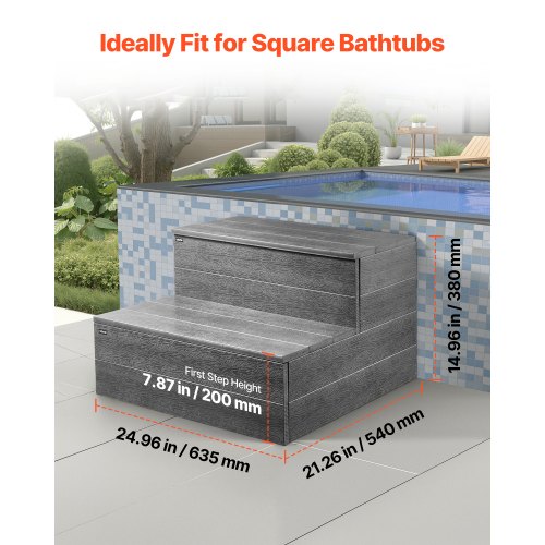 Hot Tub Steps 2Step Spa Outdoor Stairs Heavy Duty 25 inch Wide HIPS