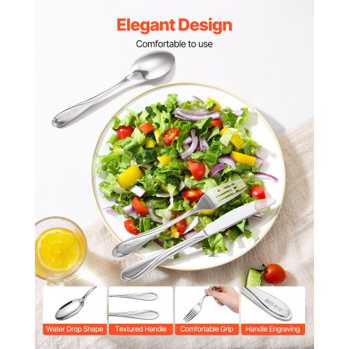 65Piece Silverware Set FoodGrade Stainless Steel Flatware Utensils