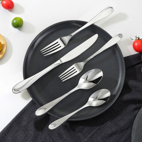 65Piece Silverware Set FoodGrade Stainless Steel Flatware Utensils