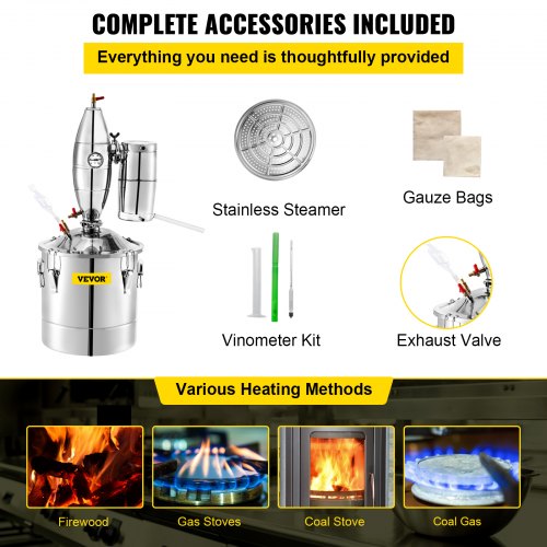 30L Stainless Steel Alcohol Distiller Home Brew Kit Moonshine Wine Making Boiler
