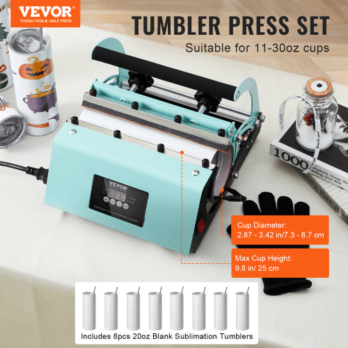 Tumbler Heat Press Machine and Sublimation Tumblers Tumbler Press Set with 8pcs