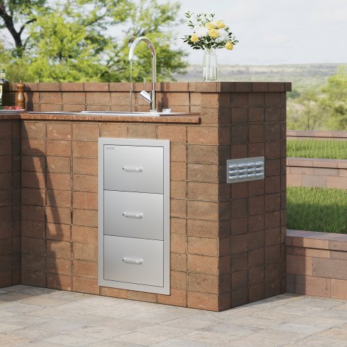 17W x 30H x 21D Inch Outdoor Kitchen Stainless Steel Double Access Drawers