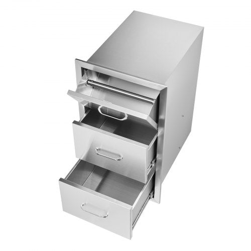 17W x 30H x 21D Inch Outdoor Kitchen Stainless Steel Double Access Drawers