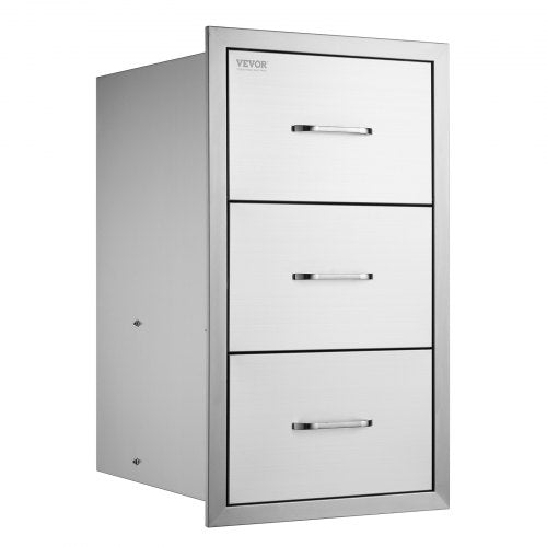 17W x 30H x 21D Inch Outdoor Kitchen Stainless Steel Double Access Drawers