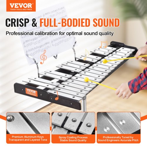 30 Note Glockenspiel Xylophone Bell Kit Professional Percussion Instrument