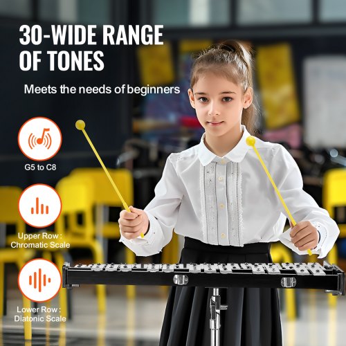 30 Note Glockenspiel Xylophone Bell Kit Professional Percussion Instrument