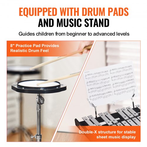 30 Note Glockenspiel Xylophone Bell Kit Professional Percussion Instrument