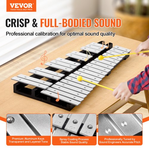 30 Note Glockenspiel Xylophone Bell Kit Percussion Instrument with Mallets