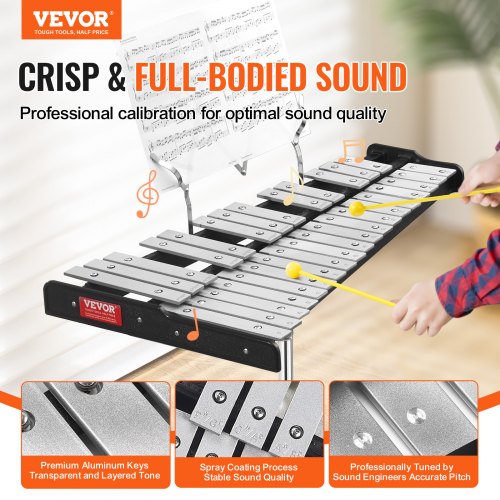 32 Note Glockenspiel Xylophone Bell Kit Professional Percussion Instrument