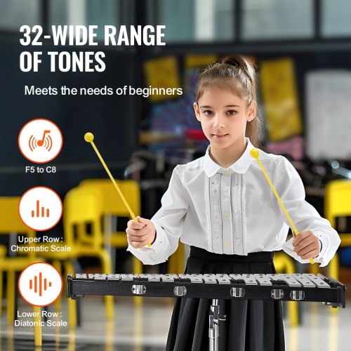 32 Note Glockenspiel Xylophone Bell Kit Professional Percussion Instrument