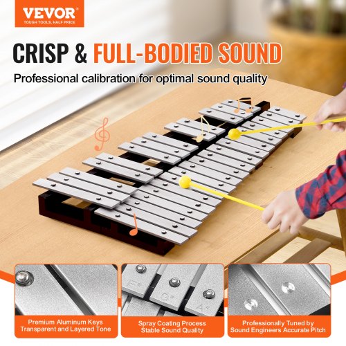 32 Note Glockenspiel Xylophone Bell Kit Percussion Instrument with Mallets