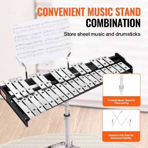 32 Note Glockenspiel Xylophone Bell Kit Professional Percussion Instrument