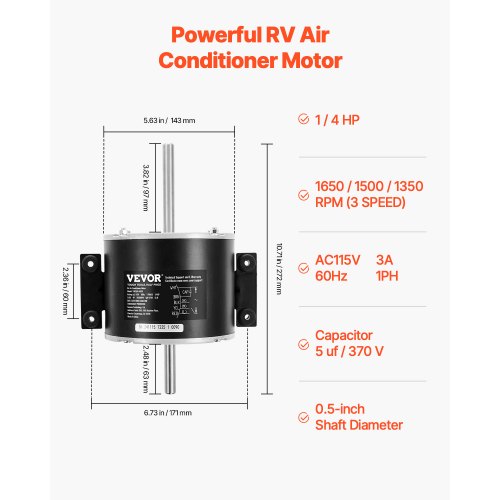 3315332005 RV AC Fan Motor Replacement Genteq F48AF70A61 Dometic Brisk Air
