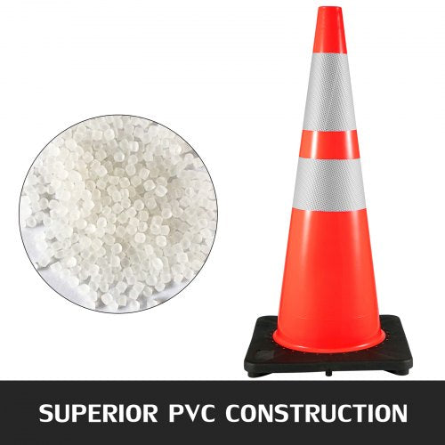 6Pack 36 Traffic Cones Safety Road Parking Cone with Black Weighted Base
