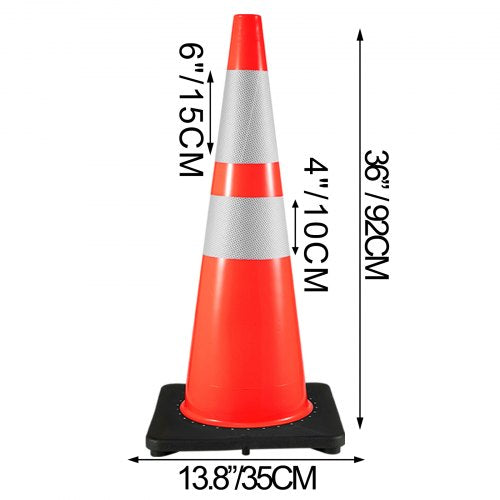 6Pack 36 Traffic Cones Safety Road Parking Cone with Black Weighted Base