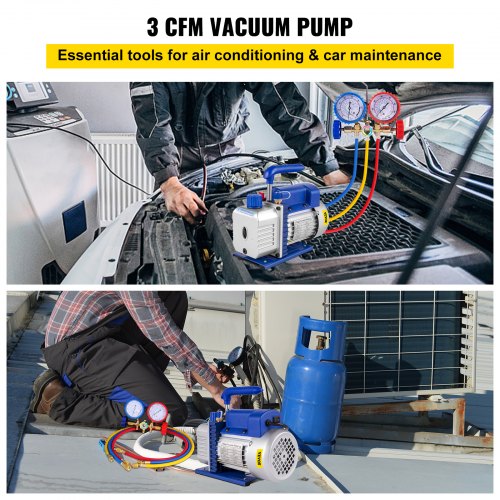 3CFM 14HP Single Stage Air Vacuum Pump HVAC R134a R12 R22 R410a AC