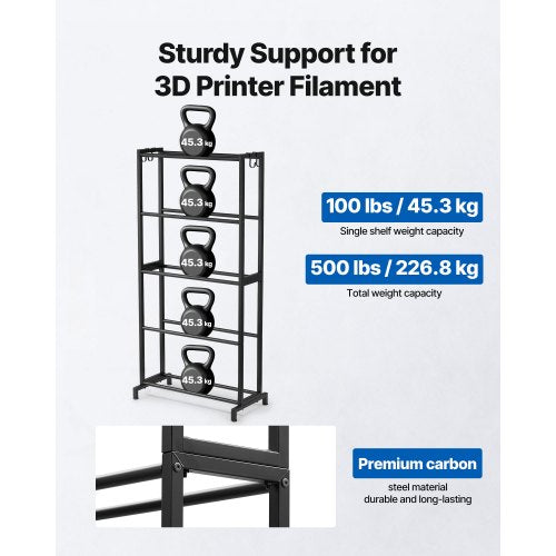 3D Printer Filament Storage Rack 5 Tier Heavy Duty Storage Shelves for 3D