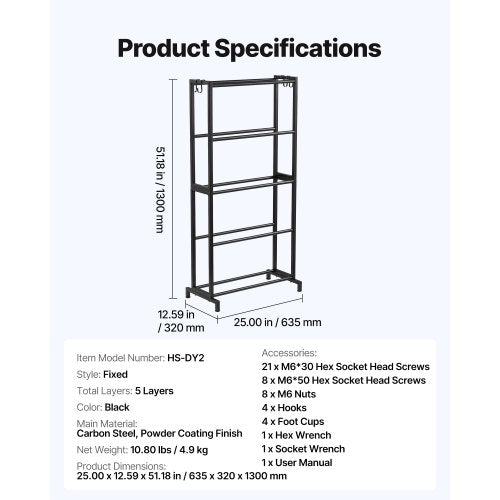 3D Printer Filament Storage Rack 5 Tier Heavy Duty Storage Shelves for 3D