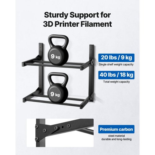 Wall Mount Printer Filament Storage Rack 2Tier Wall Bracket Storage Shelf