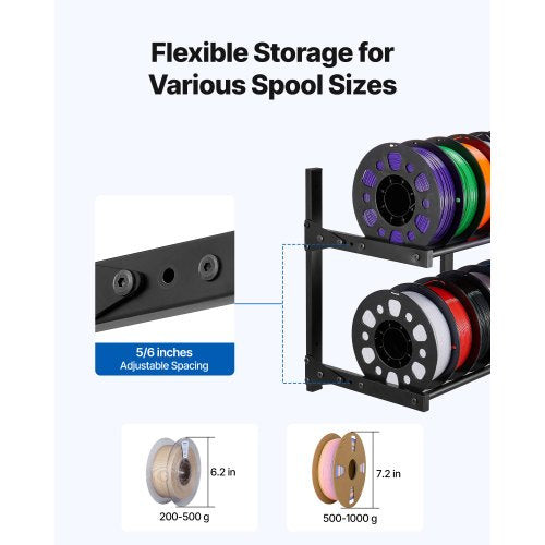 Wall Mount Printer Filament Storage Rack 2Tier Wall Bracket Storage Shelf