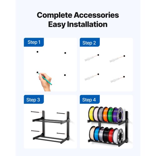 Wall Mount Printer Filament Storage Rack 2Tier Wall Bracket Storage Shelf