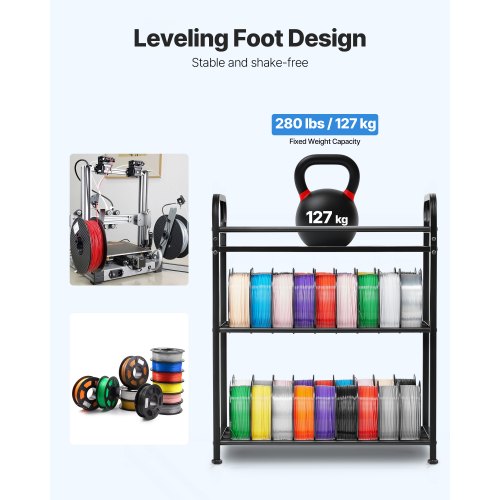 3D Printer Filament Storage Rack 3 Tier Heavy Duty Storage Shelf Rolling
