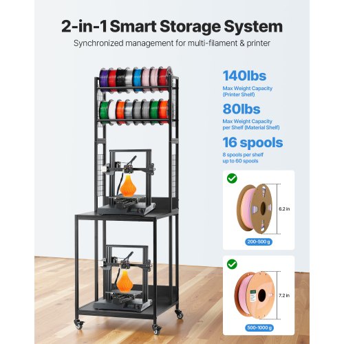 3D Printer Filament Storage Rack 4Tier 3D Printer Stand with Filament
