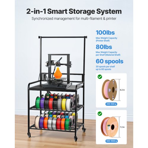 3D Printer Filament Storage Rack 3Tier 3D Printer Stand with Filament
