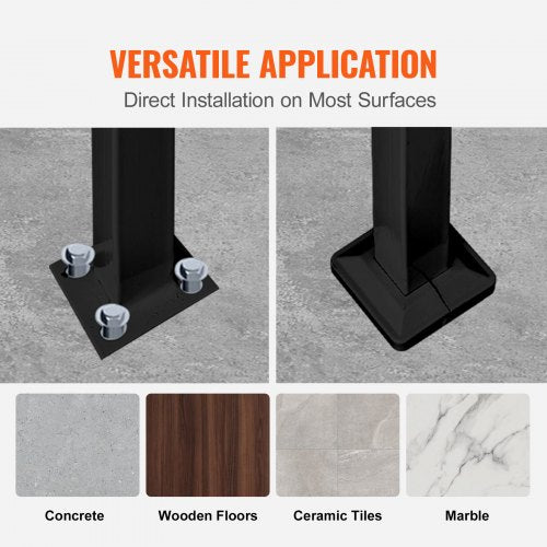 Handrails for Outdoor Steps Fit 1 or 3 Steps Outdoor Stair Railing Black