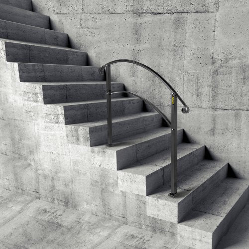 Handrails for Outdoor Steps Fit 1 or 3 Steps Outdoor Stair Railing Black