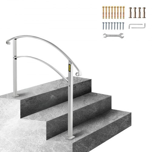 Handrails for Outdoor Steps Fit 1 or 3 Steps Outdoor Stair Railing White