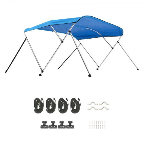 3 Bow Boat Bimini Tops 600D Polyester Canopy with Aluminum Alloy Frame