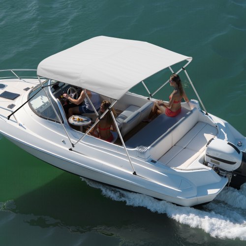 3 Bow Boat Bimini Tops 600D Polyester Canopy with Aluminum Alloy Frame