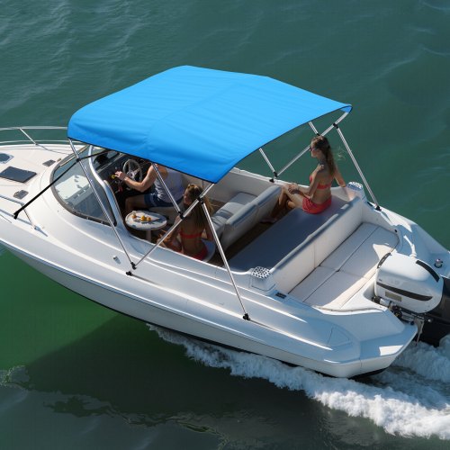 3 Bow Boat Bimini Tops 600D Polyester Canopy with Aluminum Alloy Frame