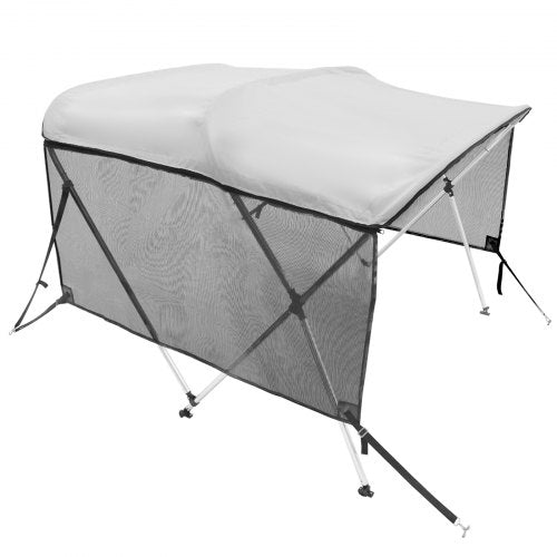 3 Bow Bimini Top Boat Cover Detachable Mesh Sidewalls 600D Polyester