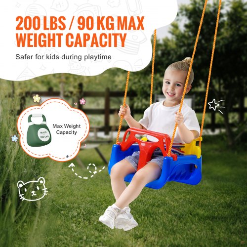 3in1 Toddler Swing Seat 200 lbs Weight Capacity Baby Swing Seat with Adjustable